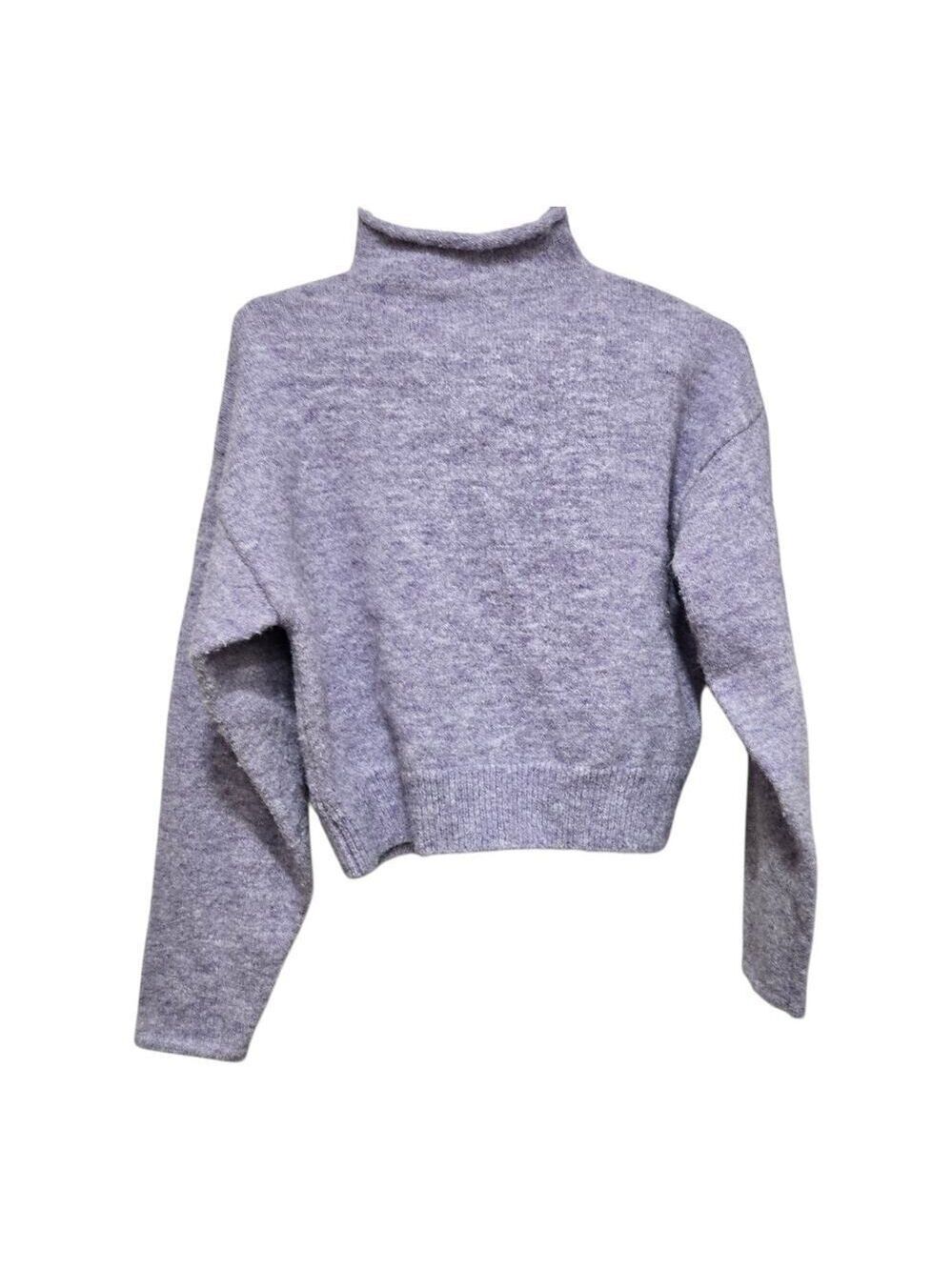 Line & Dot Cropped Mock Neck Sweater Lavender XS Shiloh